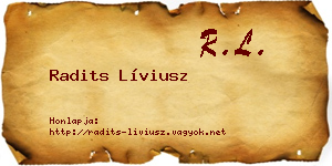 Radits Líviusz névjegykártya